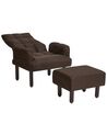 Linen Recliner Chair with Ottoman Brown OLAND_902009