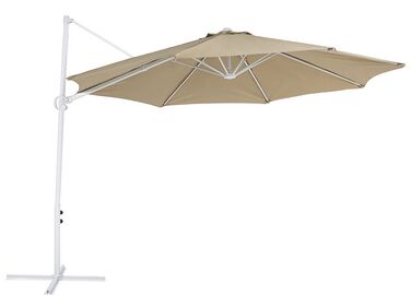 Cantilever Garden Parasol ⌀ 2.95 m Taupe and White SAVONA II