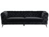 3 Seater Velvet Fabric Sofa Black SOTRA_707197