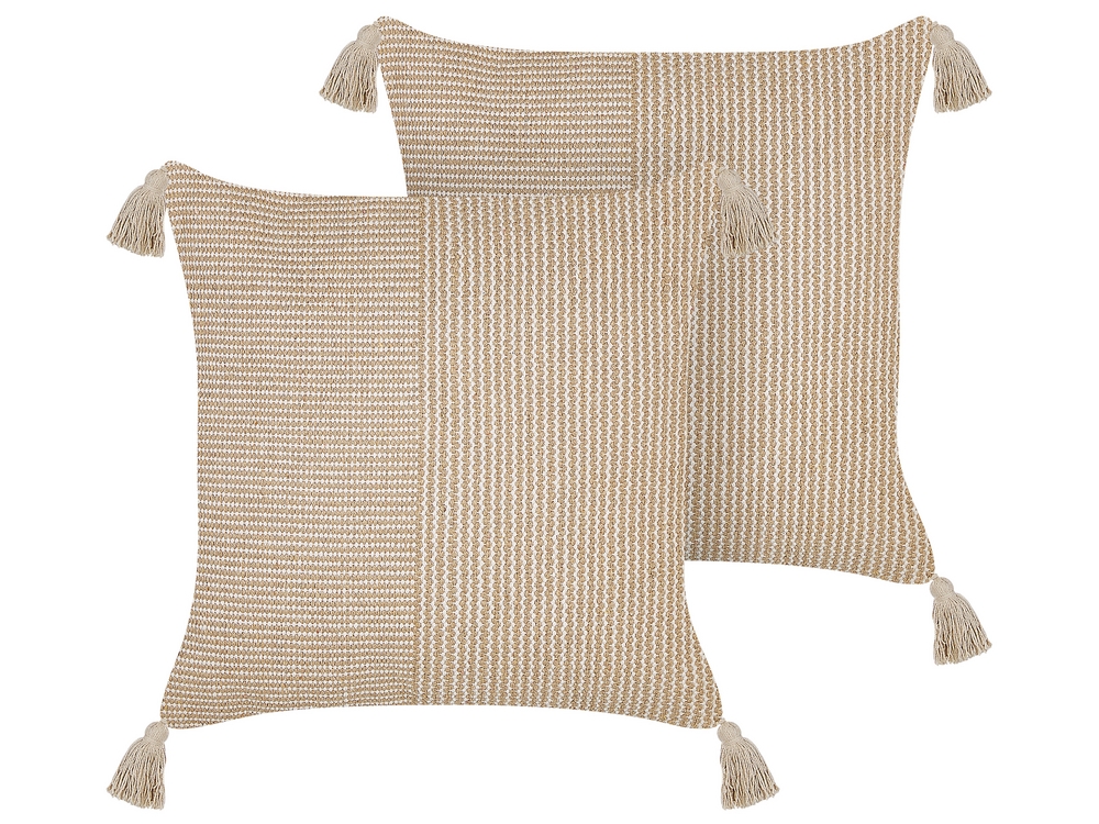 Set di 2 cuscini cotone beige 45 x 45 cm ARALIA 