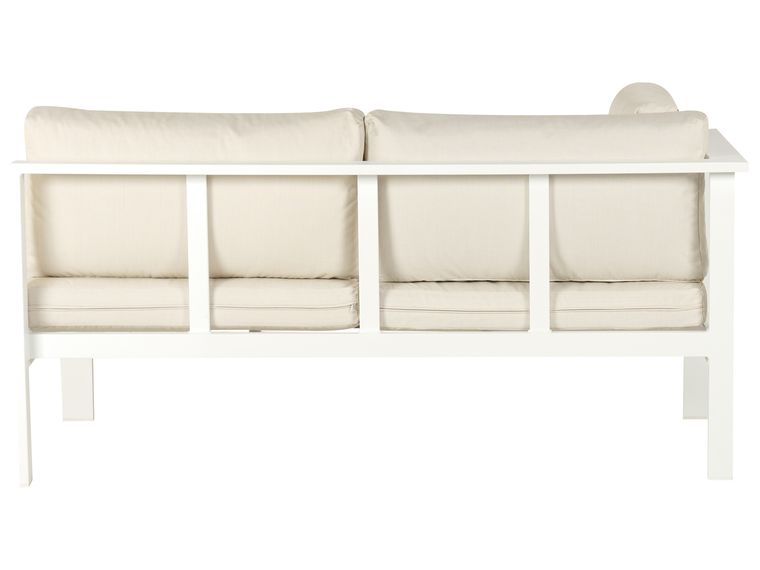 5 Seater Aluminum Garden Corner Sofa Set White with Cushions Beige