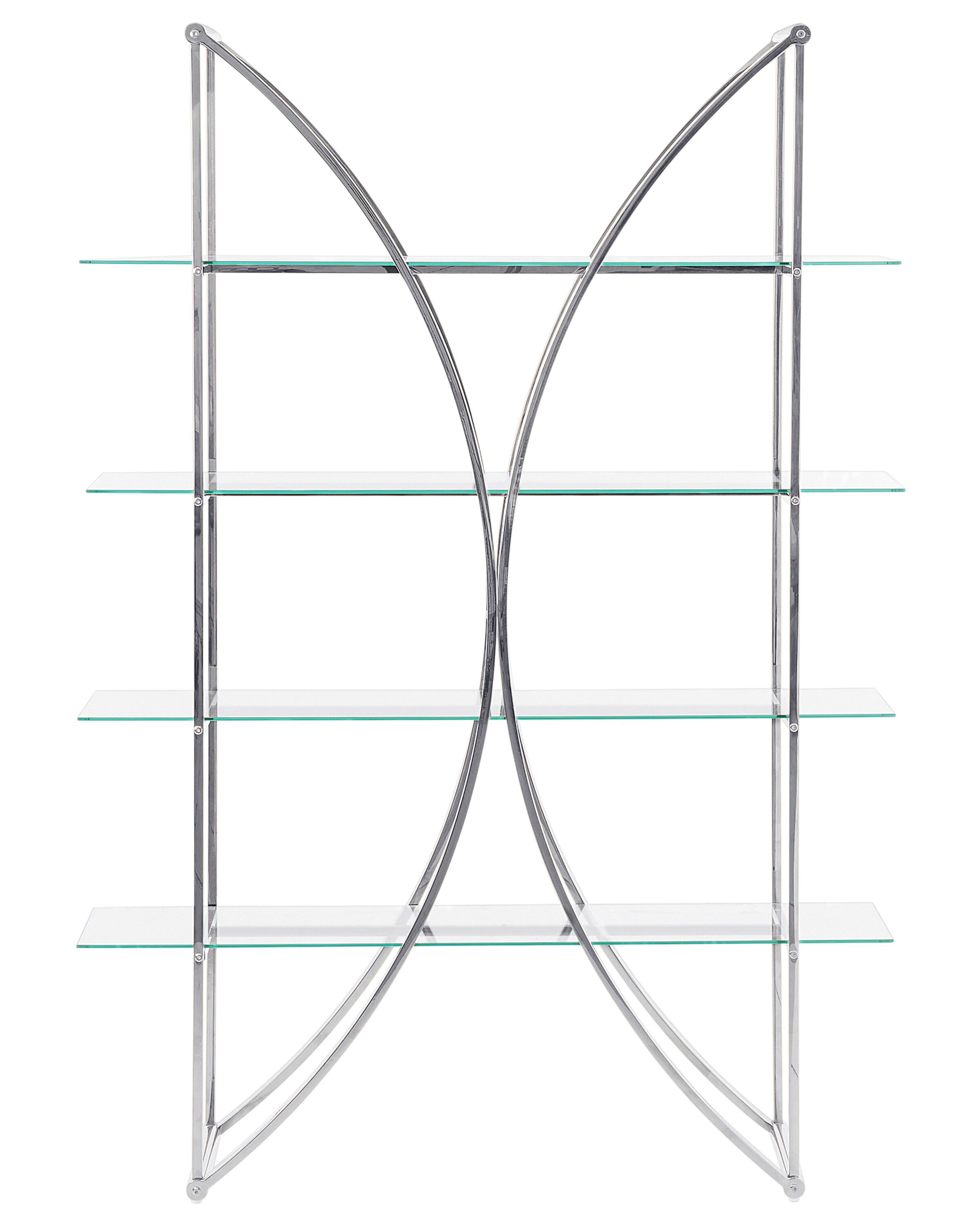 4 Tier Metal Bookcase Silver HOLLOW | Beliani.dk