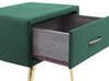 Mesa de cabeceira com 1 gaveta em veludo verde esmeralda FLAYAT_833981