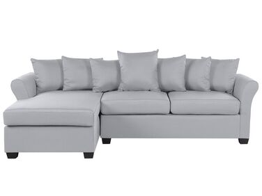 Canapé angle côté droit en tissu gris clair 3 places VIKNA