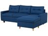 Canapé angle à gauche convertible 4 places en tissu bleu marine FLAKK_745778