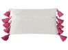 Set of 2 Cotton Cushions with Tassels 30 x 50 cm White and Pink LOVELY_911637
