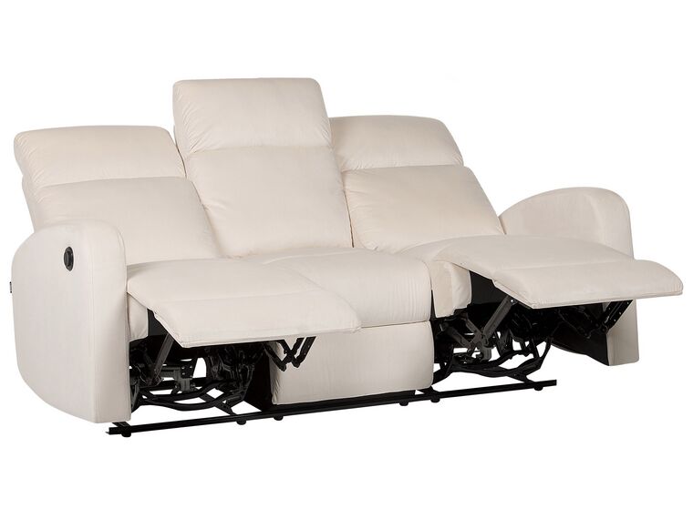 Sofá de 3 lugares eletricamente reclinável em veludo branco-creme VERDAL_904867