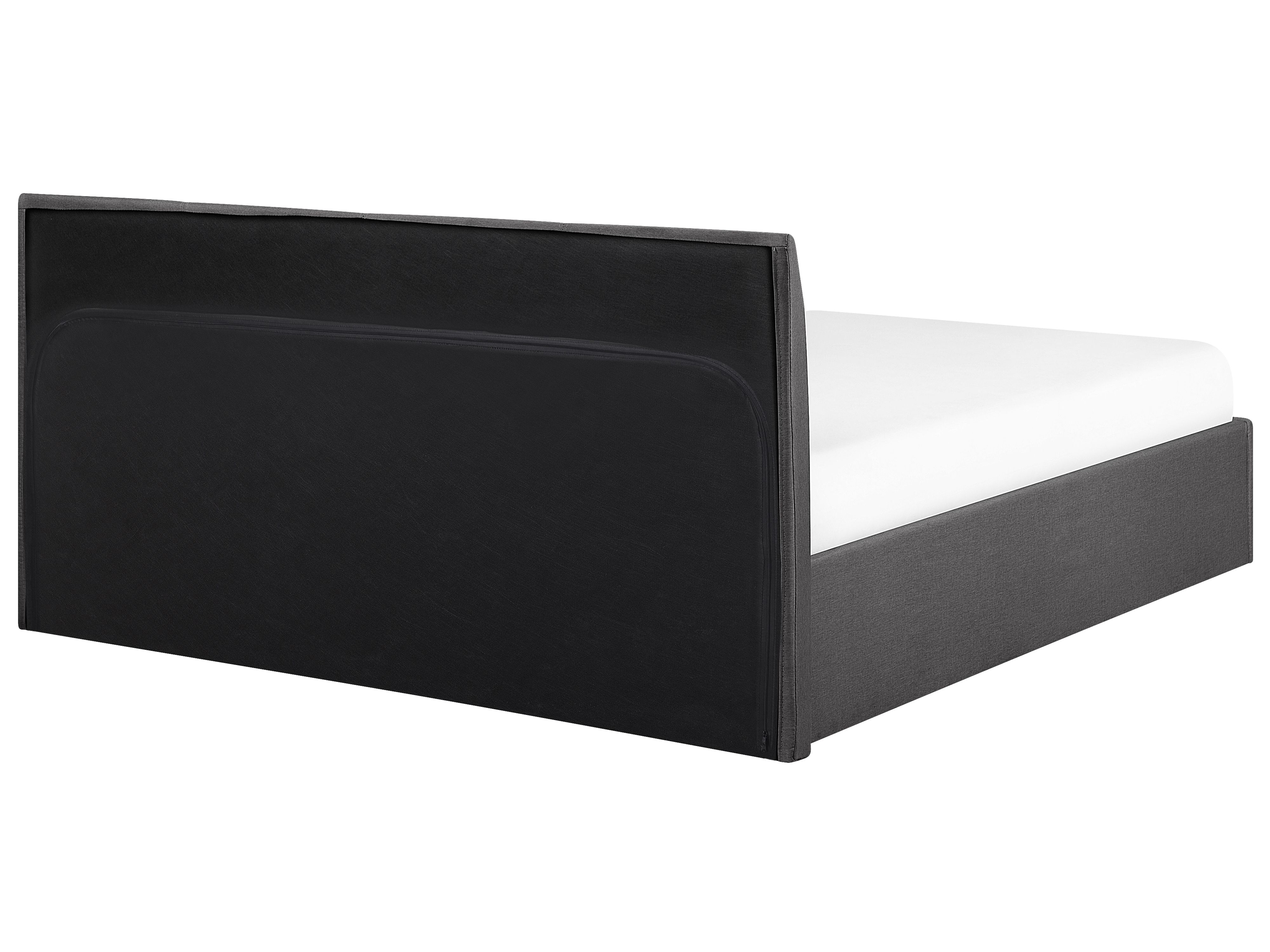 Łóżko z pojemnikiem tapicerowane 160 x 200 cm szare ORBEY