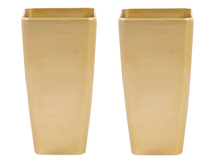 Conjunto de 2 vasos para plantas em pedra dourada 30 x 30 x 57 cm MODI_860192