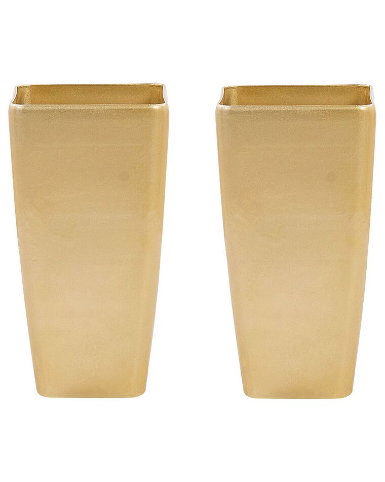 Conjunto de 2 vasos para plantas em pedra dourada 30 x 30 x 57 cm MODI_860192