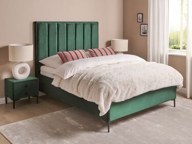 3 Piece Bedroom Set Velvet EU Double Size Dark Green SEZANNE