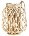 Wooden Candle Lantern 30 cm Natural MAURITIUS_734180