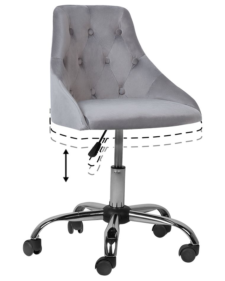 Velvet Desk Chair Grey PARRISH Beliani.co.uk