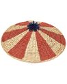 Water Hyacinth Wicker Circus Tent Basket Beige and Red KIMBERLEY_893167