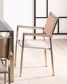 Conjunto de 2 sillas de jardín de poliéster/acero beige arena/plateado/madera clara GROSSETO_768713