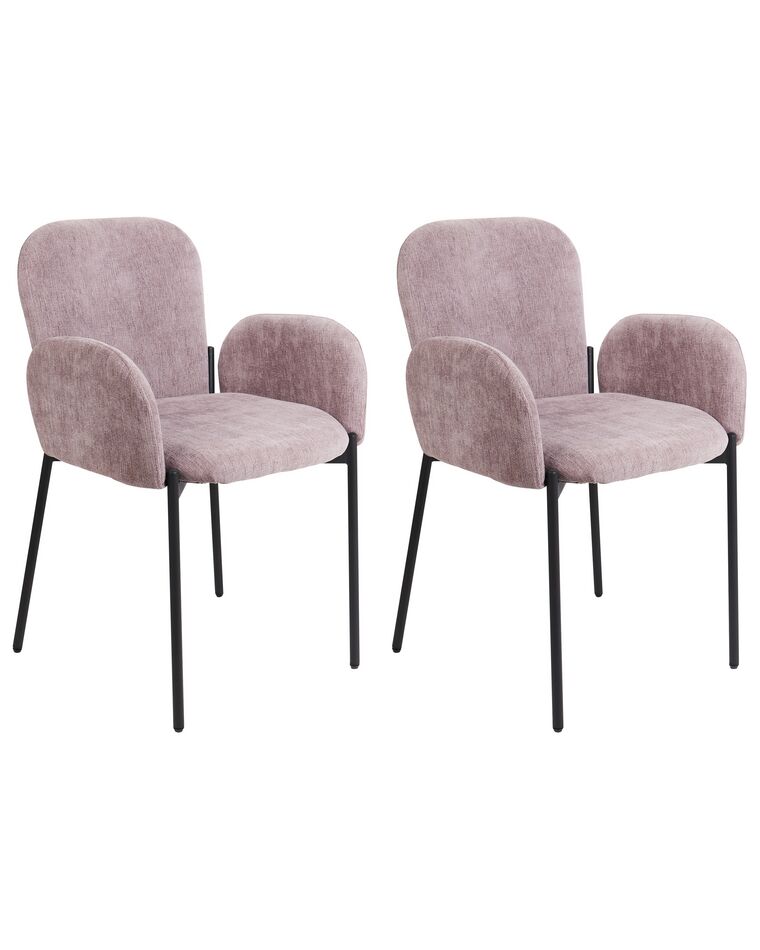 Conjunto de 2 cadeiras de jantar em tecido rosa ALBEE_908171