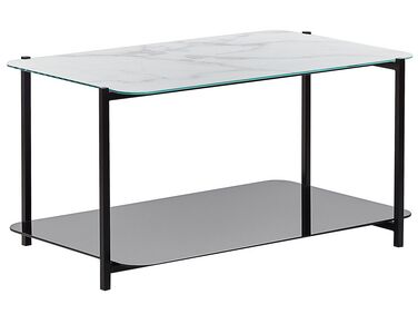 Table basse avec étagère effet marbre blanc et noir GLOSTER