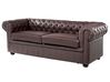 Leather Living Room Set Brown CHESTERFIELD_769450