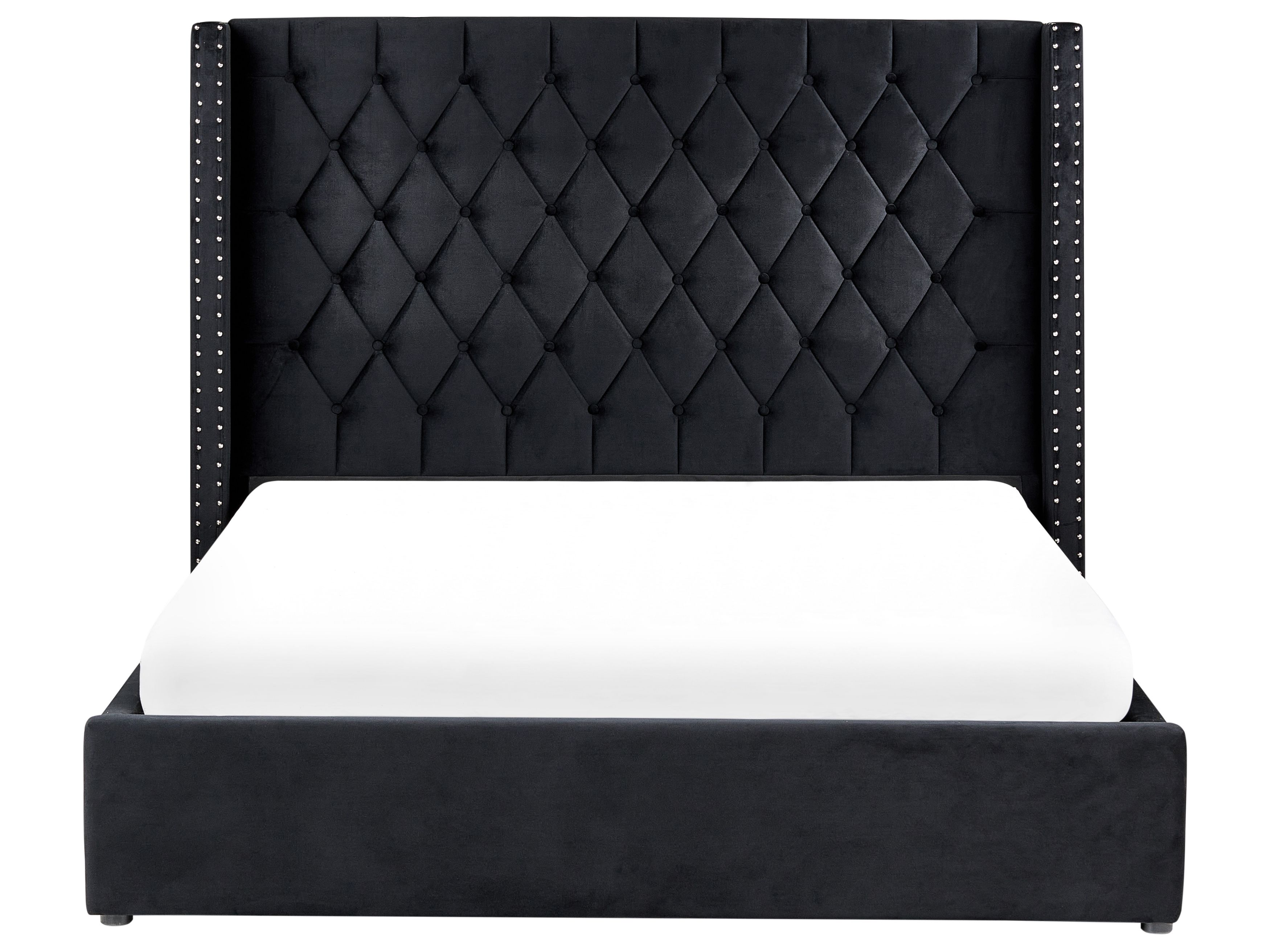 Lit 160x200 cm en velours noir DAKOTA main image 1