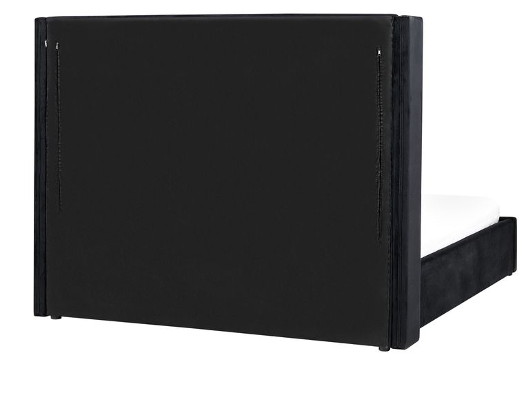 Velvet EU King Size Ottoman Bed Black LUBBON Beliani.de