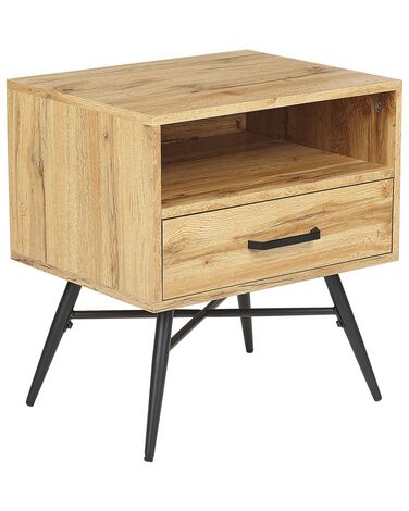 Mesa de cabeceira com 1 gaveta em madeira clara LUBOCK