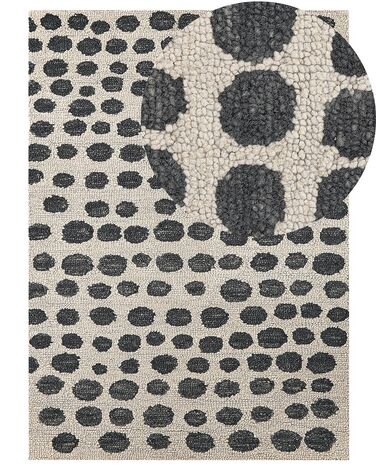 Alfombra de lana beige claro/negro 160 x 230 cm HAVRAN