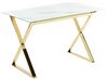 Jedálenský stôl s mramorovým efektom 120 x 70 cm biela/zlatá ATTICA_850498