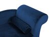 Chaise longue velluto blu marino e legno scuro destra LUIRO_769590