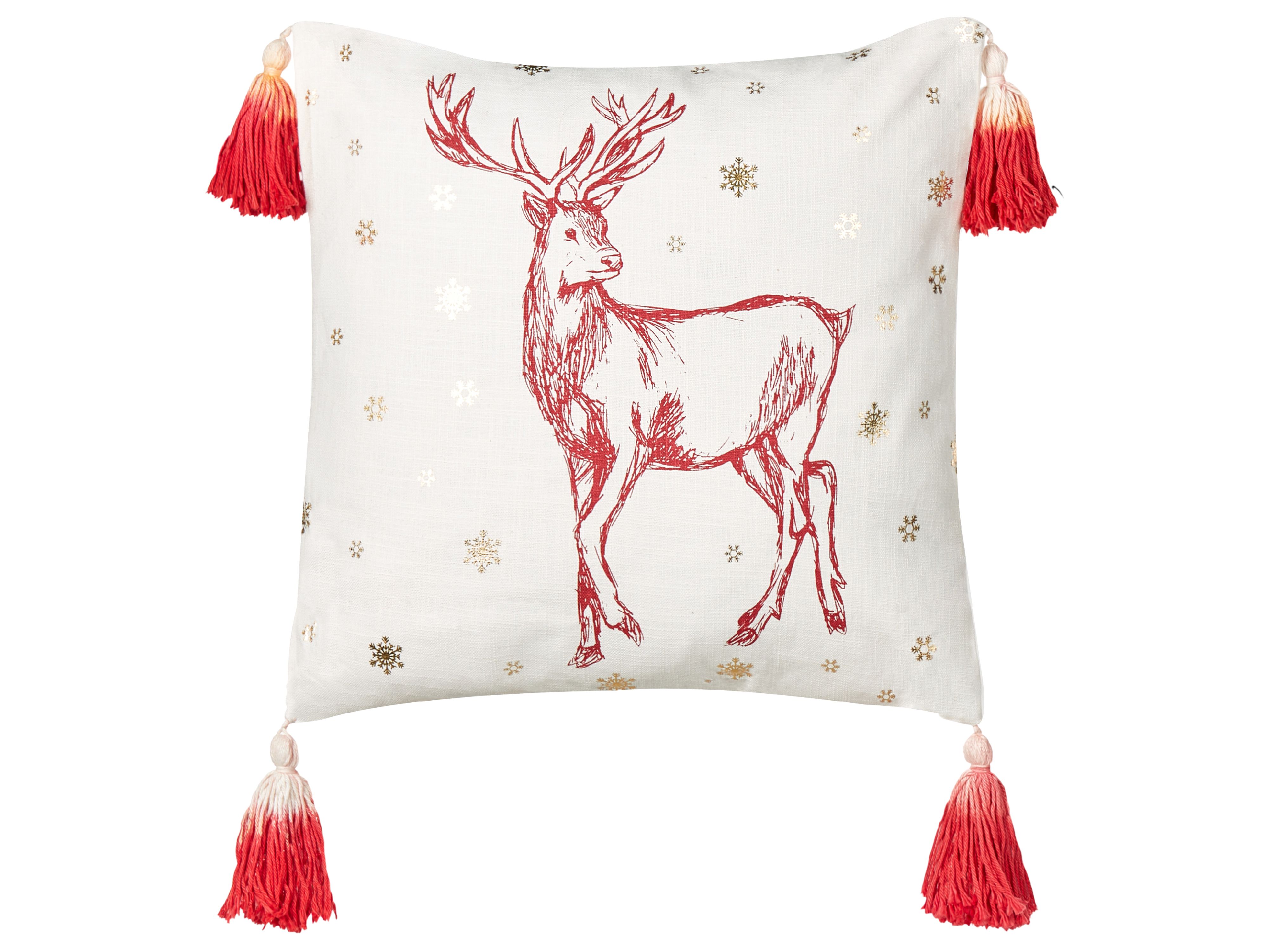 Set med 2 kuddar med julmotiv 45 x 45 cm bomull vit och röd VALLOTA ...