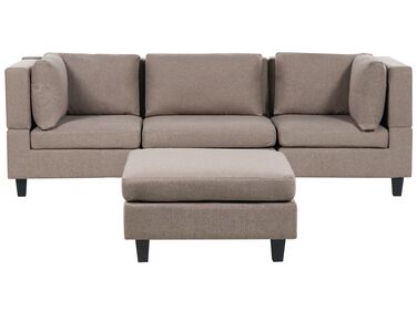 Modulær 3-personers sofa med ottoman brun UNSTAD