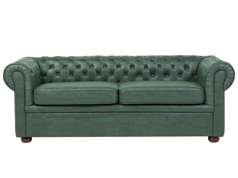 3 Seater Sofa Faux Leather Green CHESTERFIELD_706863