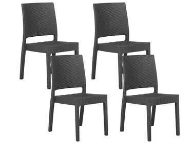 Set of 4 Garden Dining Chairs Grey FOSSANO