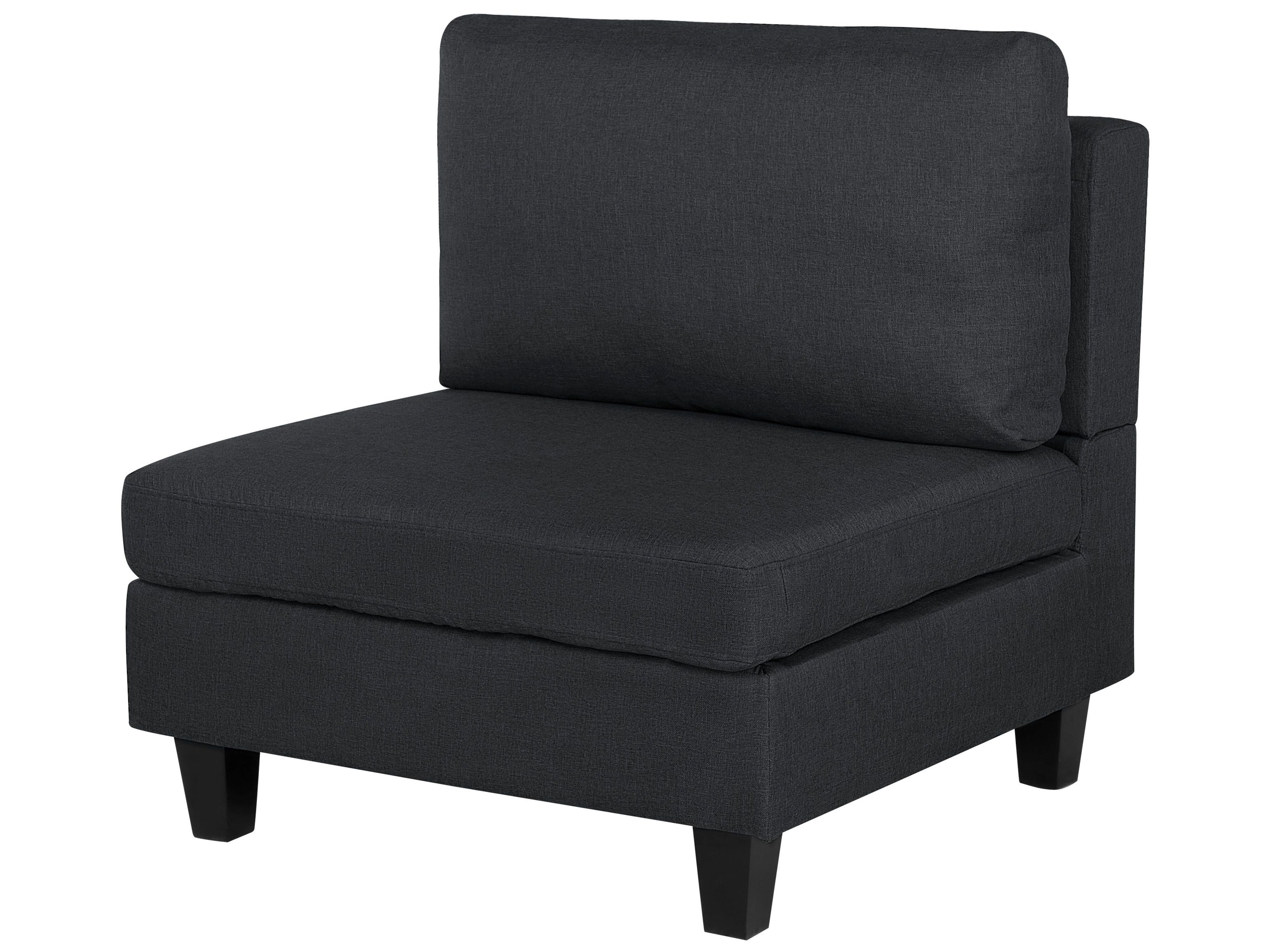 6 Seater UShaped Modular Fabric Sofa with Ottoman Dark Grey FEVIK