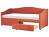 Cama de solteiro com arrumação em tecido vermelho 90 x 200 cm VITTEL_876427