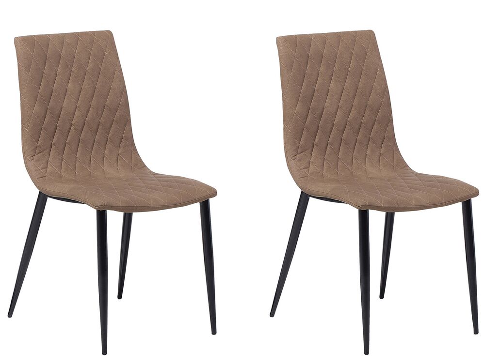 Set Of 2 Dining Chairs Faux Leather, Light Brown Faux Leather Dining Chairs