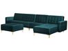 Left Hand Modular Velvet Sofa with Ottoman Teal ABERDEEN_751856