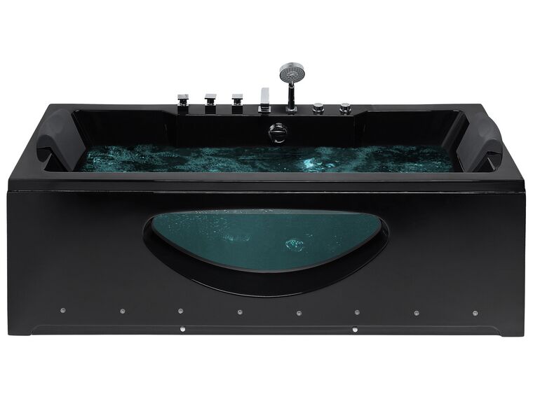 Whirlpool Bath with LED 1800 x 800 mm Black HAWES_807876