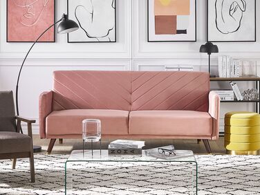 Velvet Fabric Sofa Bed Pink SENJA