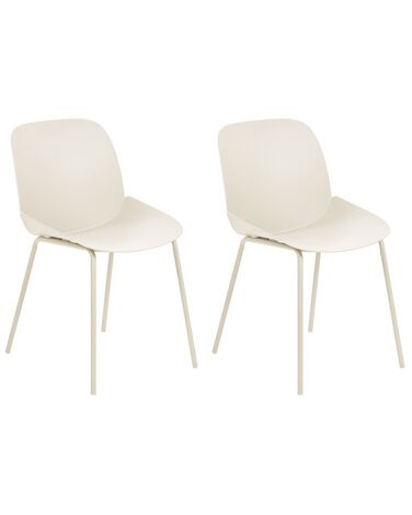 Set of 2 Dining Chairs Beige MILACA