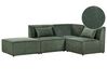 Left Hand 3 Seater Modular Jumbo Cord Corner Sofa with Ottoman Dark Green LEMVIG_875735