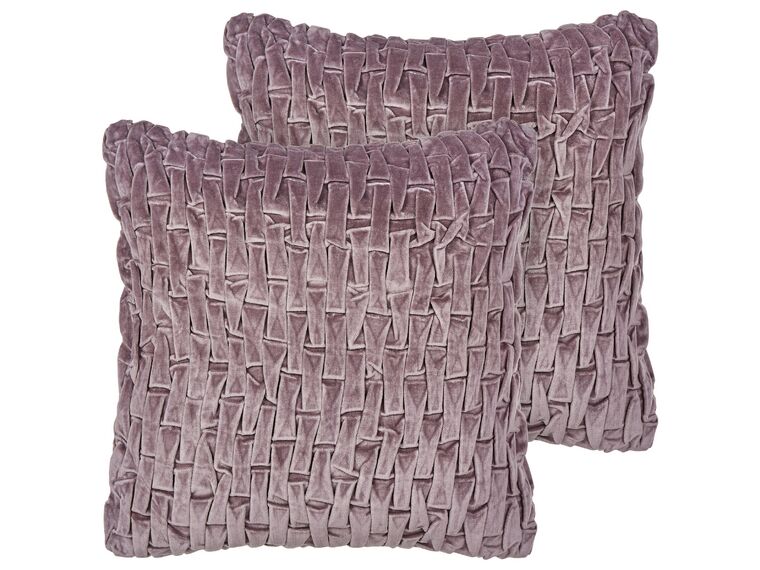 Lot de 2 coussins en velours plissé violet 45 x 45 cm CHIRITA_892759