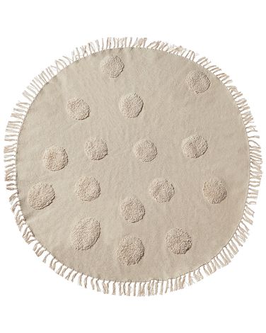 Round Cotton Area Rug ø 140 cm Beige WAHAR | Beliani.co.uk