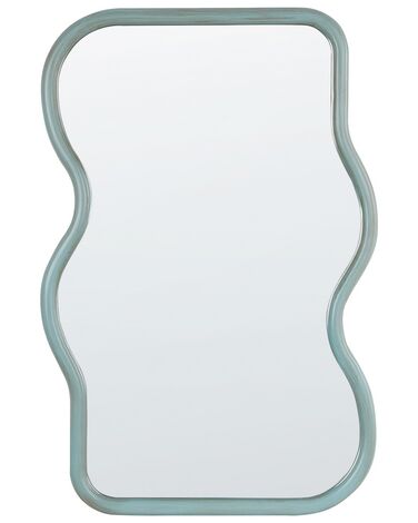 Dřevěné nástěnné zrcadlo 58 x 90 cm modrá RONNET