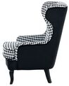 Fabric Armchair Houndstooth Black and White MOLDE_673417