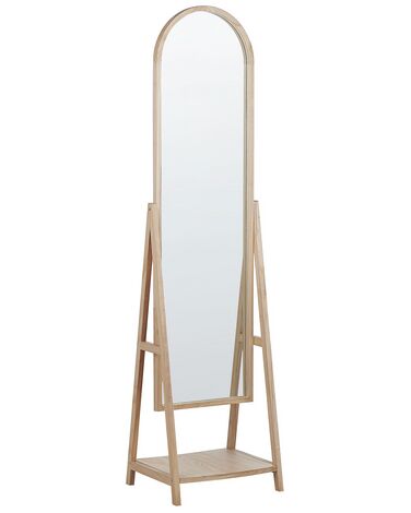 Miroir sur pied avec étagère en bois clair CHAMBERY