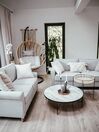 Conjunto de sala de estar 5 plazas de terciopelo beige claro/madera clara RONNEBY_775347