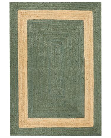 Teppich Jute grün / beige 160 x 230 cm geometrisches Muster Kurzflor KARAKUYU