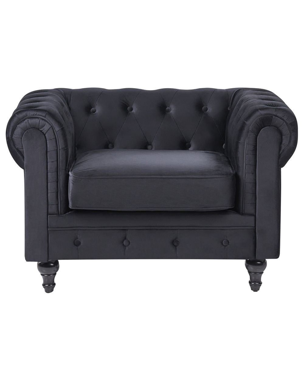 Velvet Armchair Black CHESTERFIELD Beliani.co.uk