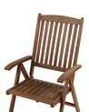 Set of 6 Acacia Wood Garden Folding Chairs Dark Wood with Red Cushions AMANTEA_879768