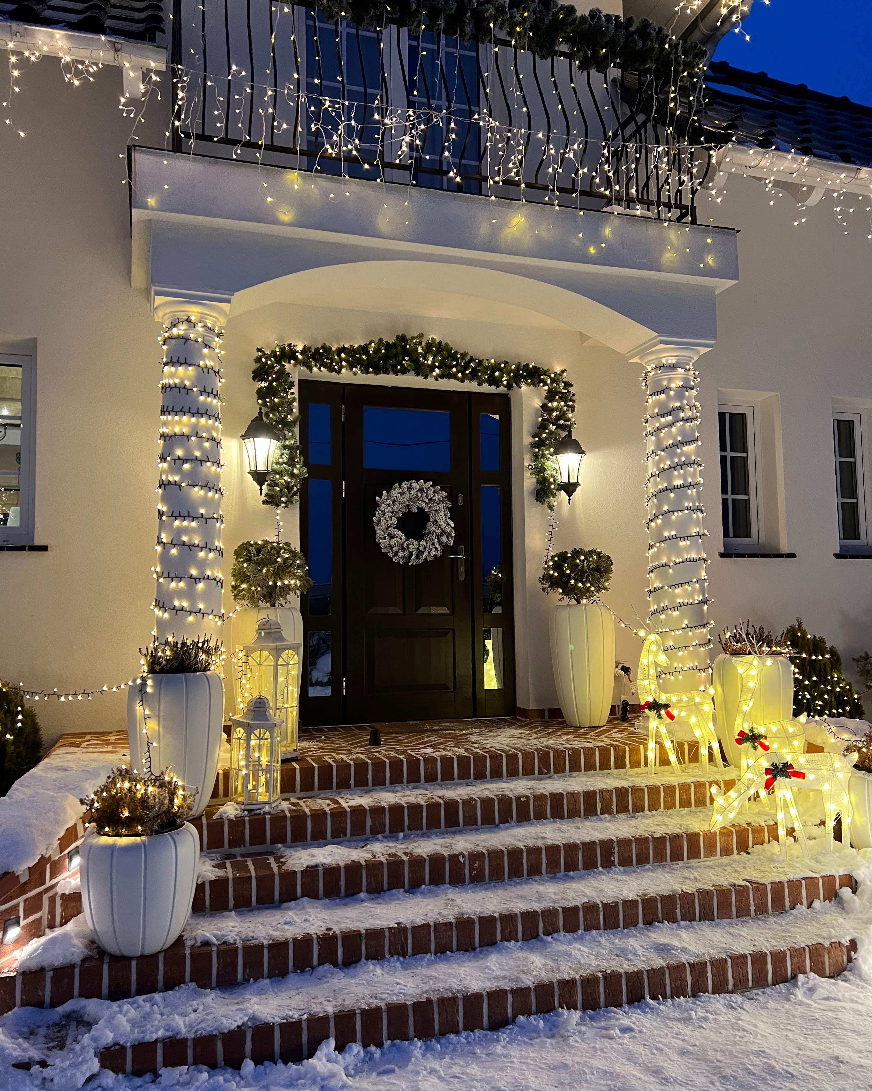Outdoor Weihnachtsbeleuchtung LED weiß Rentiere 92 cm ANGELI_907402